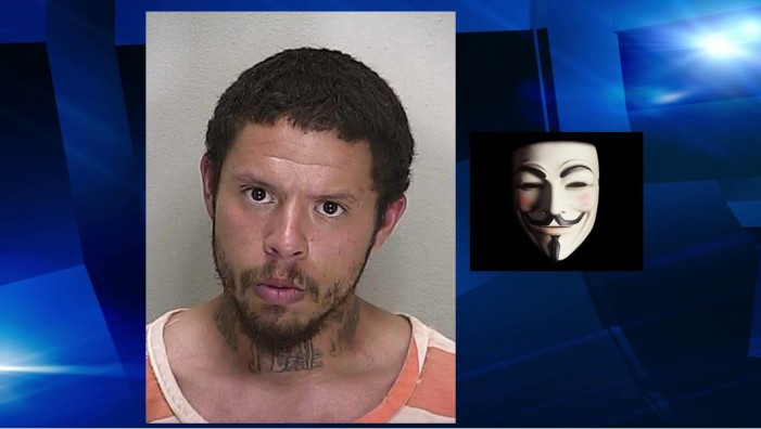 ocala news, weird news, stupid news, anonymous, v for vendetta Man arrested for wearing Guy Fawkes mask