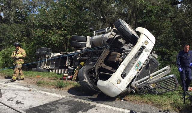 semi crash, ocala news, ocala post Truck driver airlifted following crash