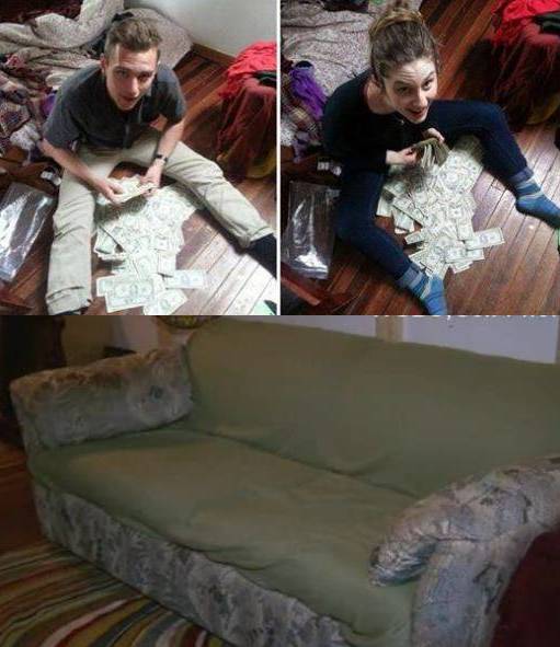 new york, money in couch