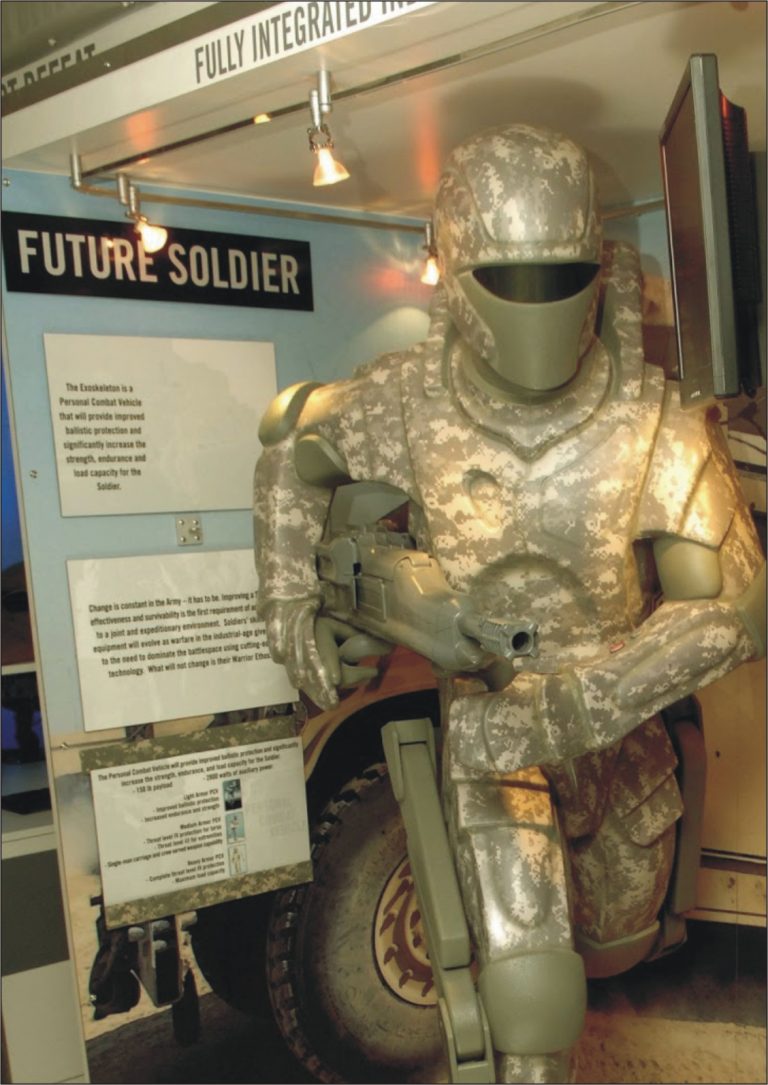 Military, meets Iron Man, meets Robocop