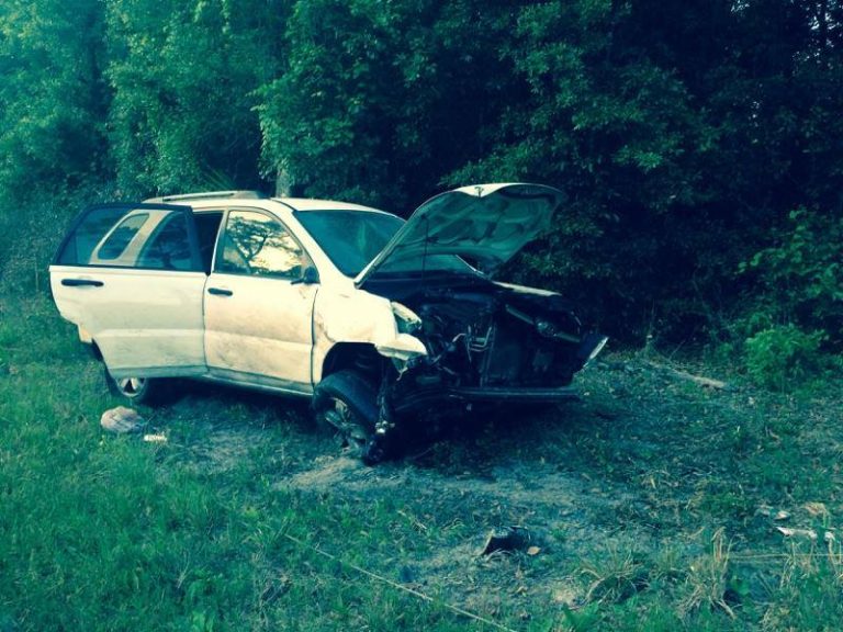 Car flipped and struck power pole, no hospital for man and infant