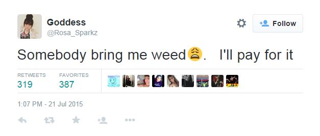 Girl wanted to buy “weed” via Twitter