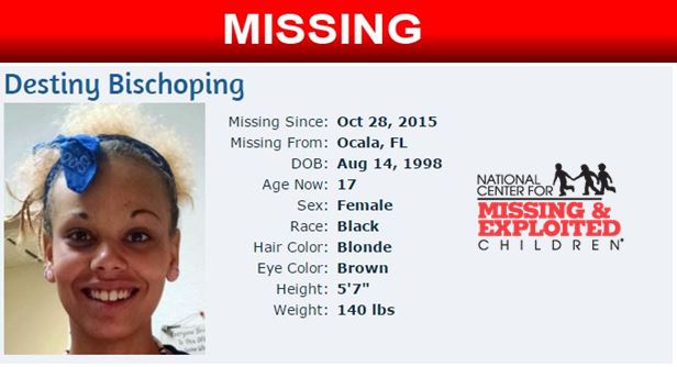 Destiny Bischoping, missing children, ocala news, marion county news, missing teen