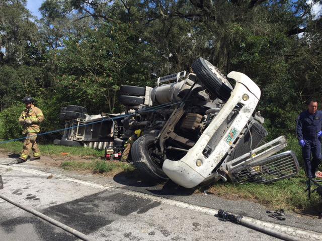Truck driver airlifted following crash