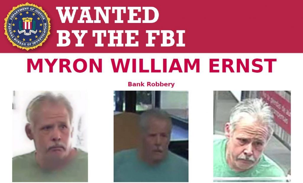 Myron William Ernst, wanted, FBI, OPD, bank robbery, ocala news, ocala post