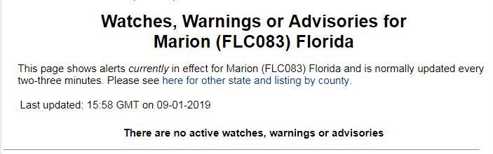 marion county weather alerts, hurricane dorian