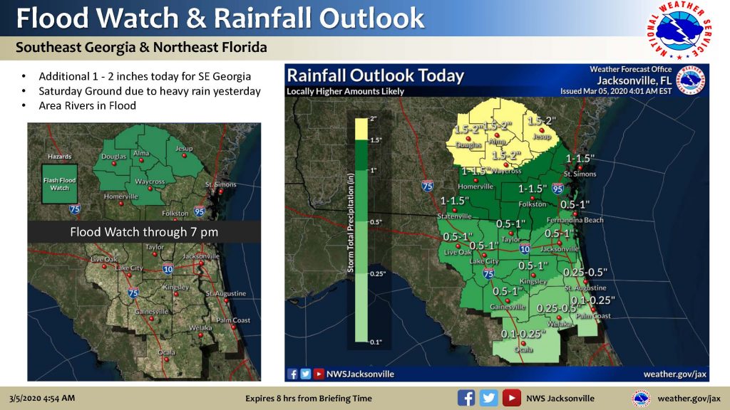 A weather overview map detailing expected storms.