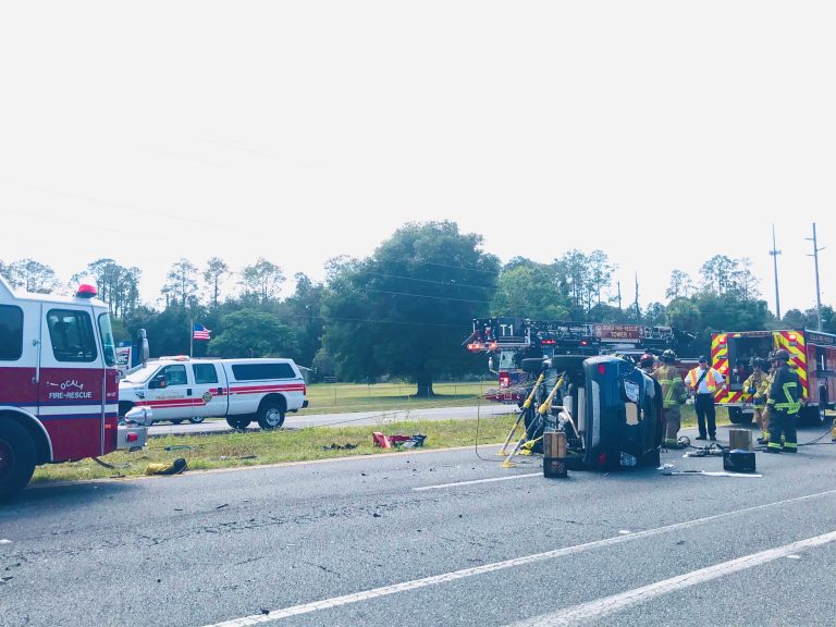 Driver injured in rollover crash on Maricamp Road