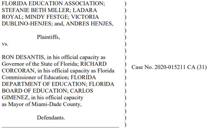 Florida Education Association files emergency order against Gov. DeSantis