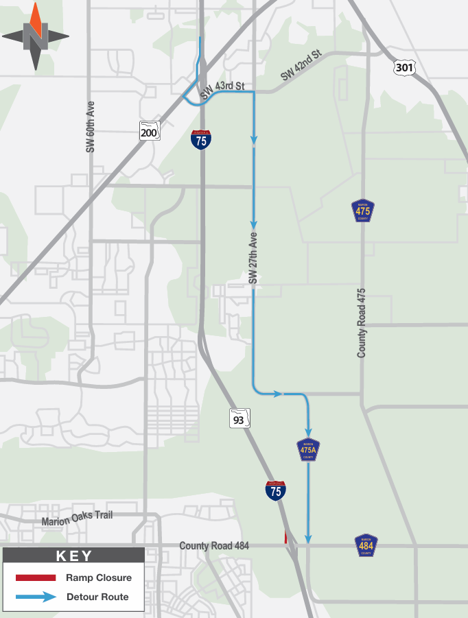 Traffic Advisory: Southbound I-75 off-ramp to C.R. 484 nighttime closure to start June 22